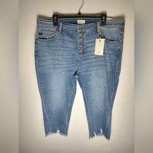 Kancan NEW Mid Rise Raw Hem Capri Cropped Jeans 20W